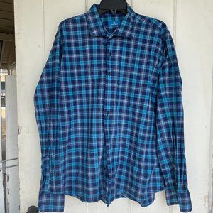 Toscano Rich Blue Plaid Button Down Shirt